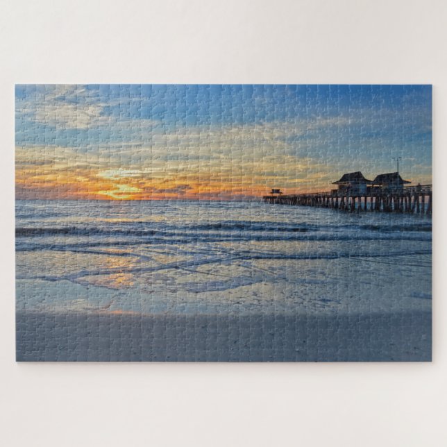 Naples Beach, Florida, Pier at Sunset Jigsaw Puzzle (Horizontal)