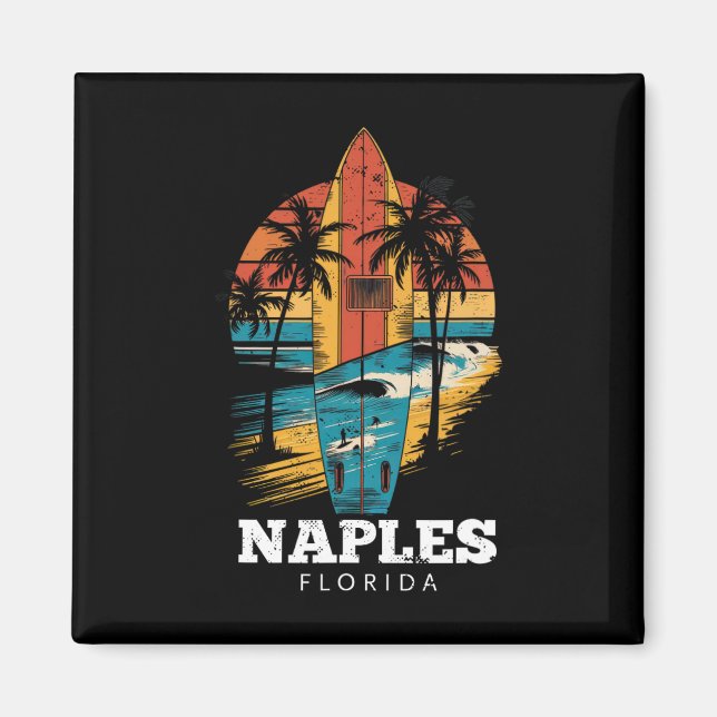 Naples Beach Florida Surfboard Surfing Retro  Magnet (Front)