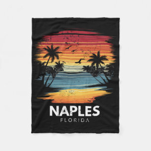 Naples Beach Florida Surfboard Surfing Vintage  Fleece Blanket