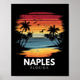 Naples Beach Florida Surfboard Surfing Vintage Poster