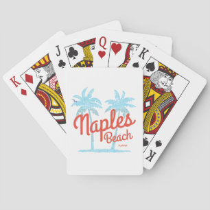 Naples Beach Florida USA Vintage Coral Blue Palms Playing Cards