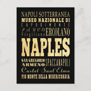 Naples City of Italy Typography Art Postcard
