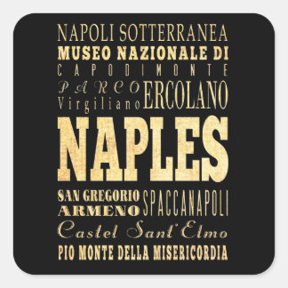 Naples City of Italy Typography Art Square Sticker