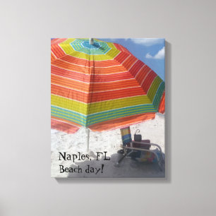 Naples, FL Beach day Colourful Beach Picture Canvas Print