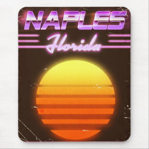 Naples Florida 1980s travel poster Mouse Pad