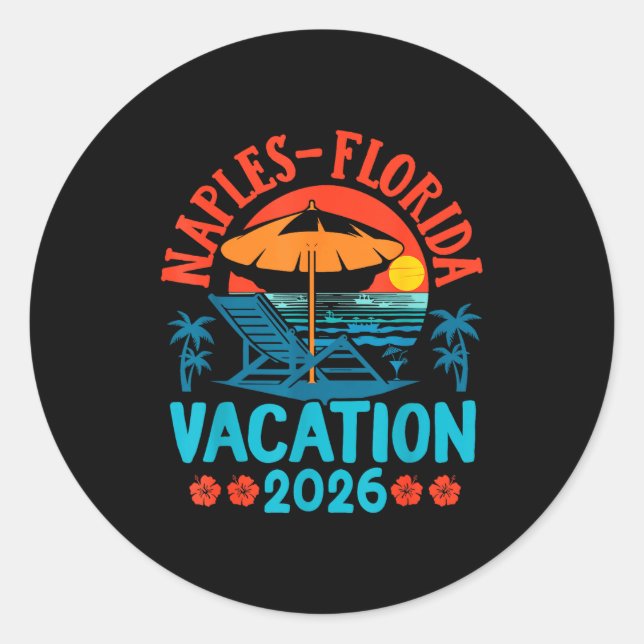Naples Florida 2026 Family Vacation Beach Summer V Classic Round Sticker (Front)