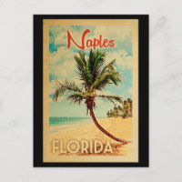 Naples Florida Carte postale Palm Tree Beach Vinta