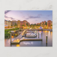 Naples, Florida Downtown and Boats at Sunset 