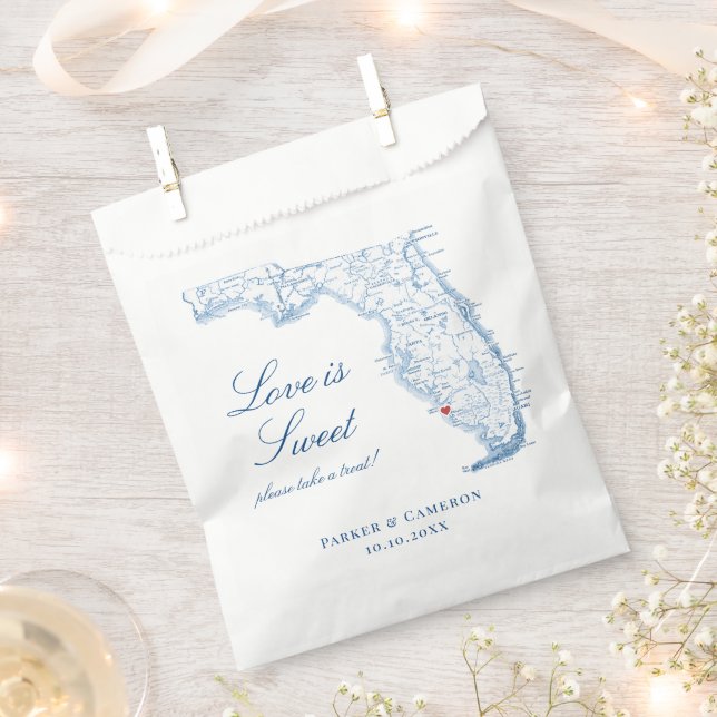 Naples Florida Elegant Map Wedding  Favour Bag (Clipped)