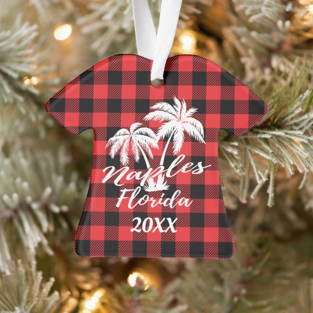 Naples Florida Palm Trees Beach Personalized Ornament (Tree)