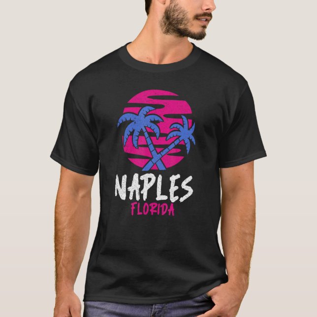 Naples Florida Palm Trees Souvenir 80s Florida T-Shirt (Front)