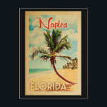 Naples Florida Postcard Palm Tree Beach Vintage<br><div class="desc">Naples Florida design in Vintage Travel style featuring a palm tree on the beach with ocean and sky.</div>