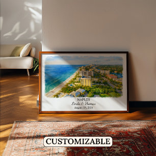 Naples Florida Poster, Watercolor, Custom Poster
