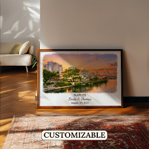 Naples Florida Poster, Watercolor, Custom Poster