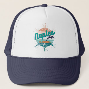 Naples Florida Retro Vintage Exploding Sunset Trucker Hat