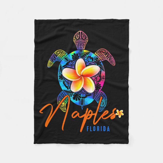 Naples Florida Sea Turtle Tie Dye Trocal Vacation  Fleece Blanket (Front)