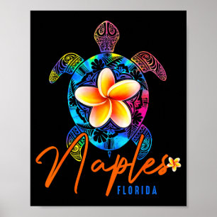 Naples Florida Sea Turtle Tie Dye Trocal Vacation  Poster