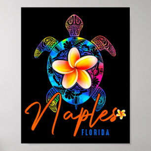 Naples Florida Sea Turtle Tie Dye Tropical Vacatio Poster