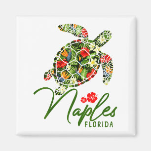 Naples Florida Sea Turtle Tropical Hibiscus Beach Magnet