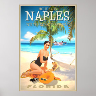 Naples Florida Travel Poster Princess Beach Royal