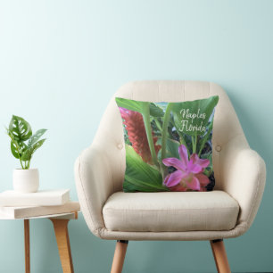 Naples Florida Tropical Flowers  Throw Pillow