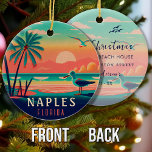 Naples Florida Vintage Seagull Sunset Souvenirs Ceramic Ornament<br><div class="desc">Naples Beach Florida Vintage Seagull Retro Palm Trees 60s Souvenirs. Sunset design with your favourite Florida beach and sea, suitable for Florida beach Towns lovers especially those who love Naples Beach. - You can customize and modify this template by adjusting, changing or deleting the texts contained in it. Changing the...</div>