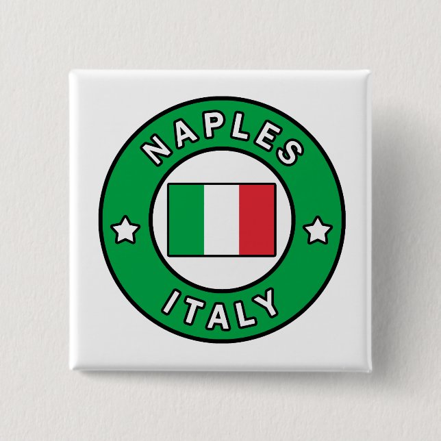 Naples Italy 2 Inch Square Button (Front)