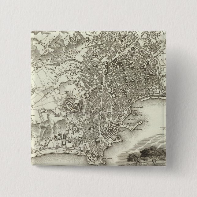 Naples, Italy 2 Inch Square Button (Front)