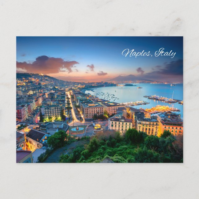 Naples, Italy Ariel View at Sunset  Postcard (Front)