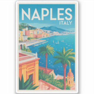 Naples Italy Illustration Travel Art Vintage