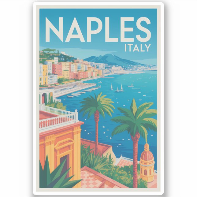 Naples Italy Illustration Travel Art Vintage (Front)