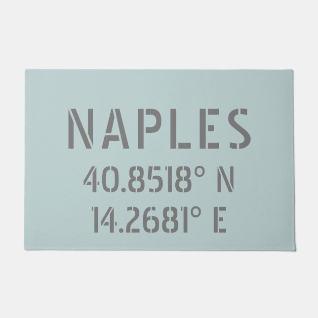 Naples Italy Latitude and Longitude Coordinates  Doormat (Front)