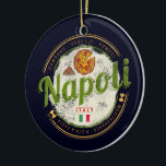 Naples Italy Retro Vesuvius And Pizza Vintage Ceramic Ornament<br><div class="desc">Naples in Italy with Vesuvius and Pizza Vintage souvenir for city and holiday. Naples on the Vesuvius capital of Campania in southern Italy with Pasta retro design as a souvenir for the city vacation. Lifestyle for Neapolitan urban backpackers and Italy trip. Naples in Italy vintage souvenir. Naples in Campania design...</div>