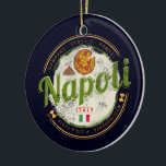 Naples Italy Retro Vesuvius And Pizza Vintage Ceramic Ornament<br><div class="desc">Naples in Italy with Vesuvius and Pizza Vintage souvenir for city and holiday. Naples on the Vesuvius capital of Campania in southern Italy with Pasta retro design as a souvenir for the city vacation. Lifestyle for Neapolitan urban backpackers and Italy trip. Naples in Italy vintage souvenir. Naples in Campania design...</div>