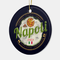 Naples Italy Retro Vesuvius And Pizza Vintage