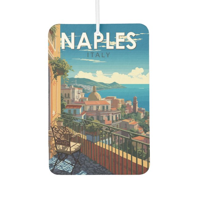 Naples Italy Travel Art Vintage Air Freshener (Front)