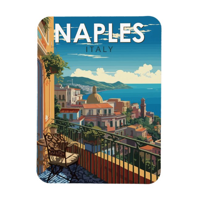 Naples Italy Travel Art Vintage Magnet (Vertical)