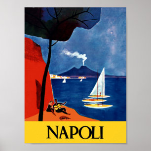 Naples, Italy travel poster