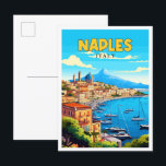 Naples Italy vintage travel illustration Postcard<br><div class="desc">Naples Italy vintage travel place illustration</div>