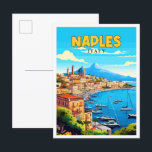 Naples Italy vintage travel illustration Postcard<br><div class="desc">Naples Italy vintage travel place illustration</div>