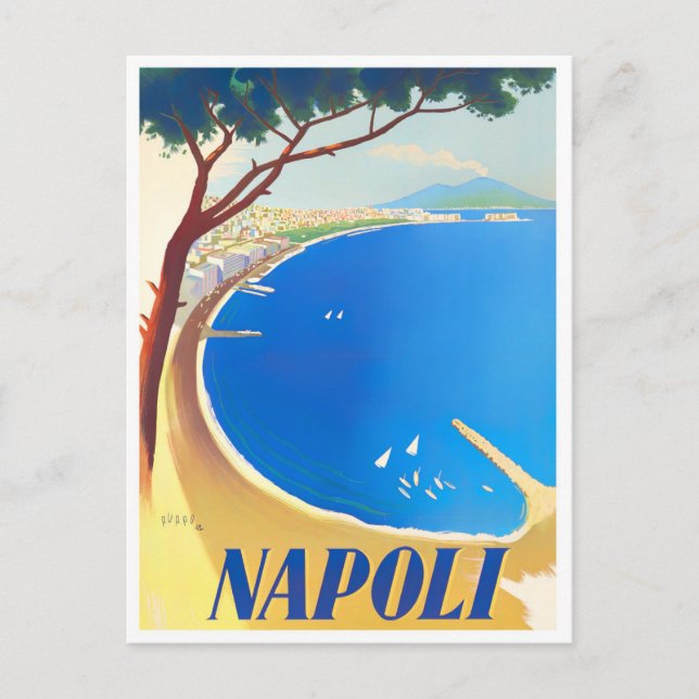 Naples Italy vintage travel Postcard (Front)