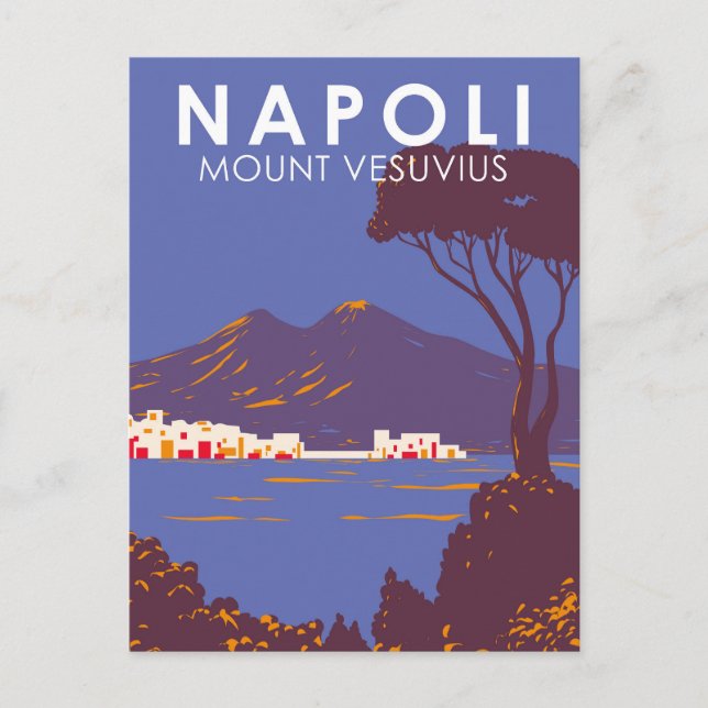 Naples Mount Vesuvius  Travel Art Vintage Postcard (Front)