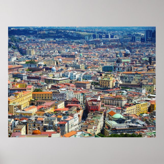 NAPLES / NAPOLI, ITALY - COLOURFUL CITYSCAPE POSTER (Front)