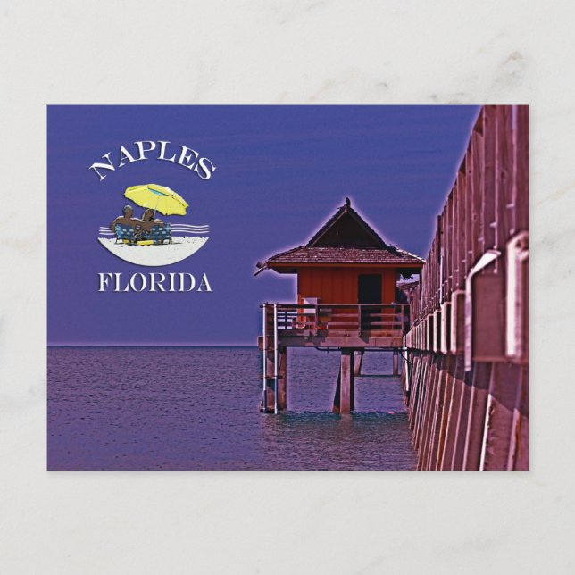 Naples Pier In Blues Postcard (Front)