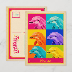 Naples Postcard Florida Dolphin Vintage Pop Art