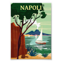 Naples Retro Travel Poster Italia