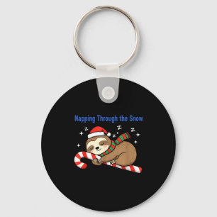 Napng Through The Snow Christmas Sloth Candy Cane Keychain