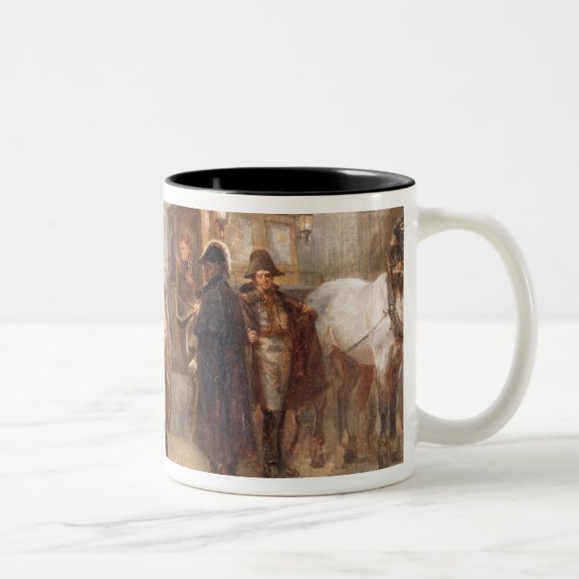 Napoleon after Waterloo (oil on canvas) Two-Tone Coffee Mug (Right)