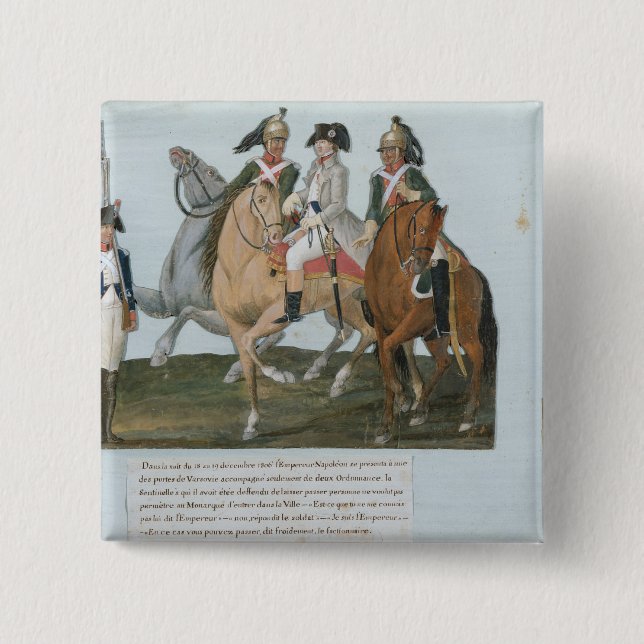 Napoleon Bonaparte  and the Varsovian Sentry 2 Inch Square Button (Front)