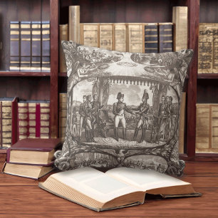Napoleon Bonaparte and Tsar Alexander I at Tilsit Throw Pillow